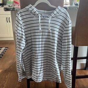 Motherhood Maternity Black and White Striped Hoodie